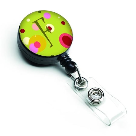 Carolines Treasures CJ1010-FBR Letter F Monogram Lime Green Retractable Badge Reel